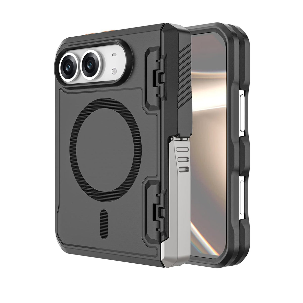 iPhone Duo Rugged MagSafe Case – Kickstand, Hinge Protection & Tempered Glass - Black image 1