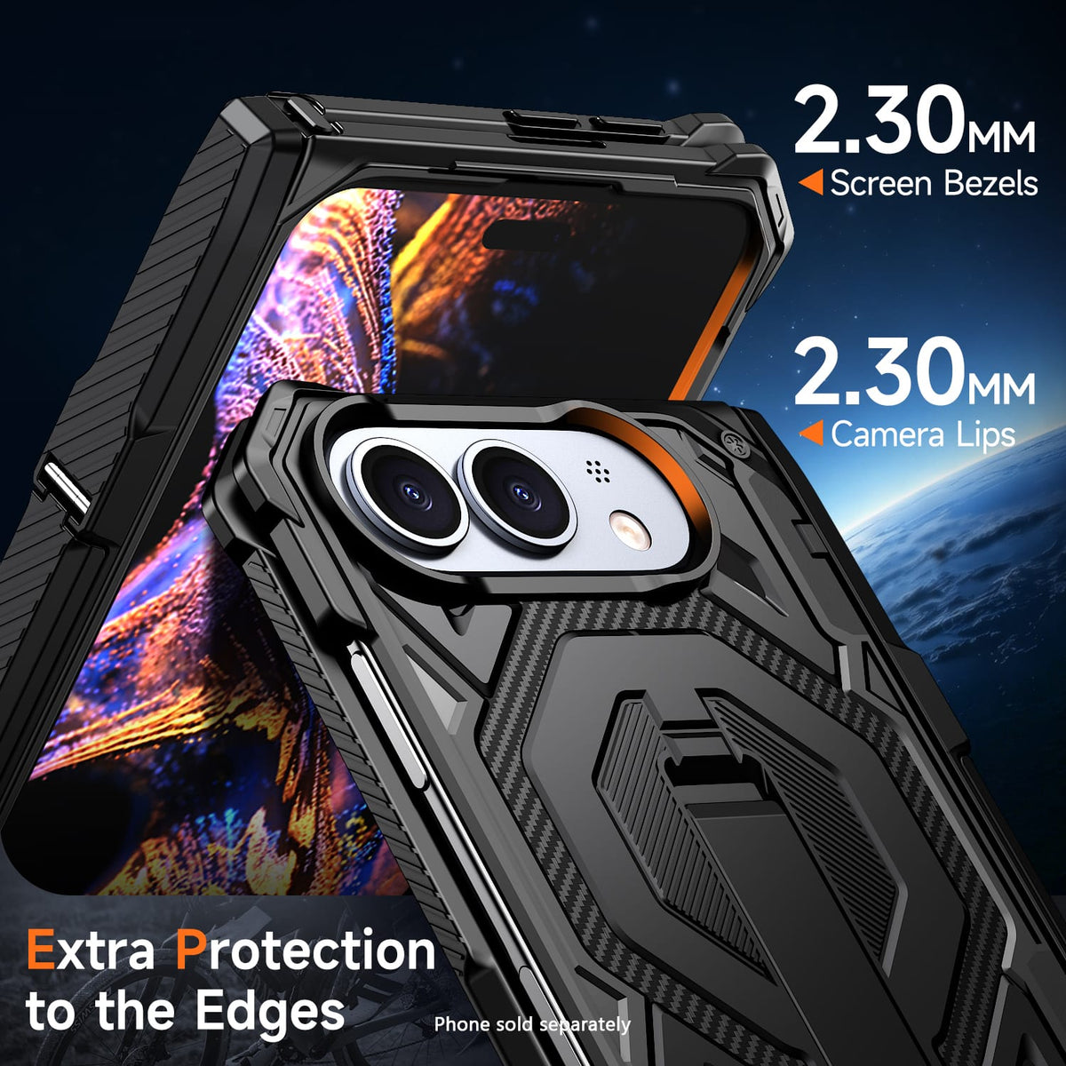 iPhone Duo Medium-Duty Kickstand Case – Tempered Glass Bundle - Black image 6