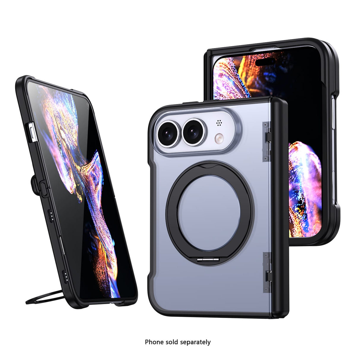 iPhone Duo Transparent-Back MagSafe Case – Kickstand - Black image 1