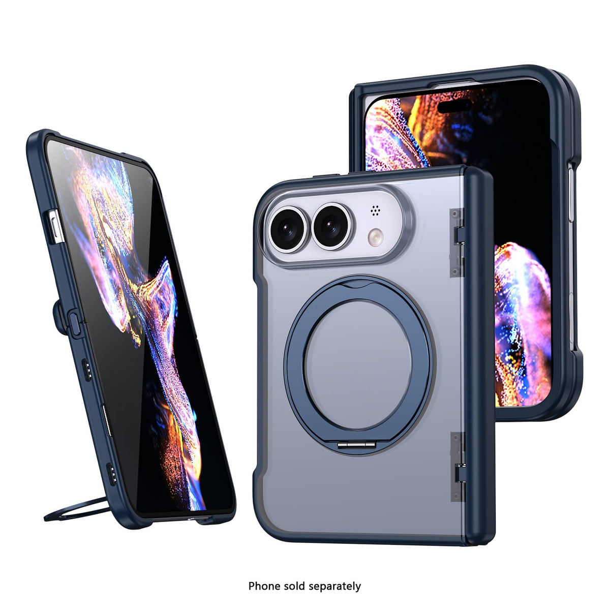 iPhone Duo Transparent-Back MagSafe Case – Kickstand - Dark Blue image 1