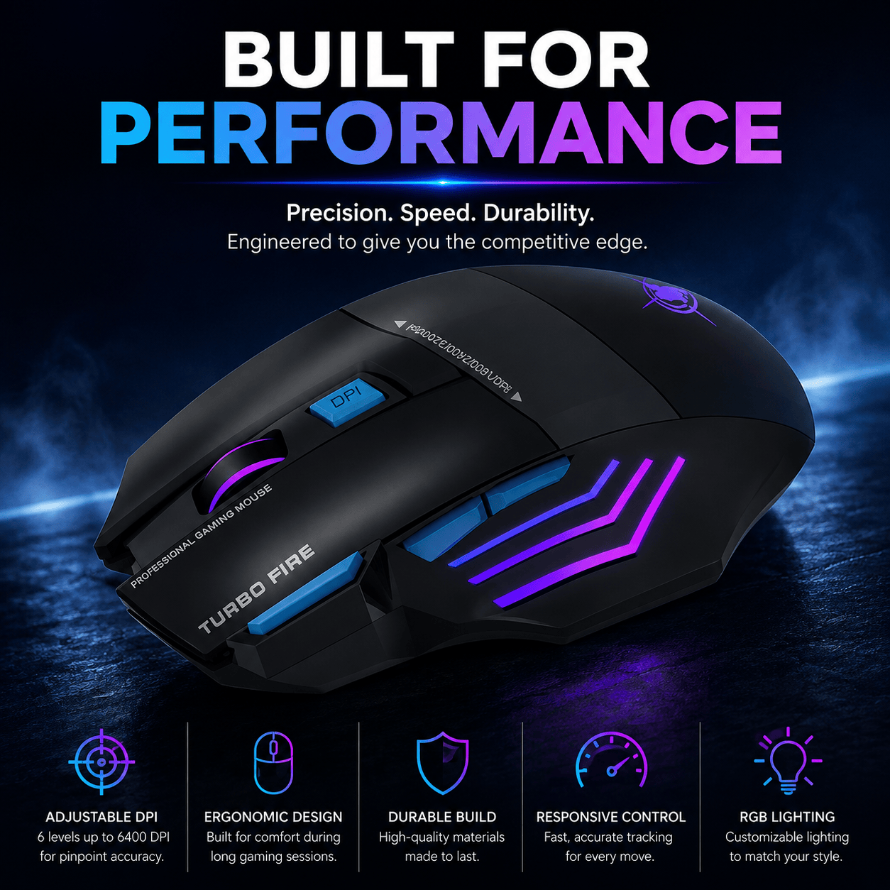 Wired Gaming Mouse - RGB LED 7-Button Precision Control | Axis Pro