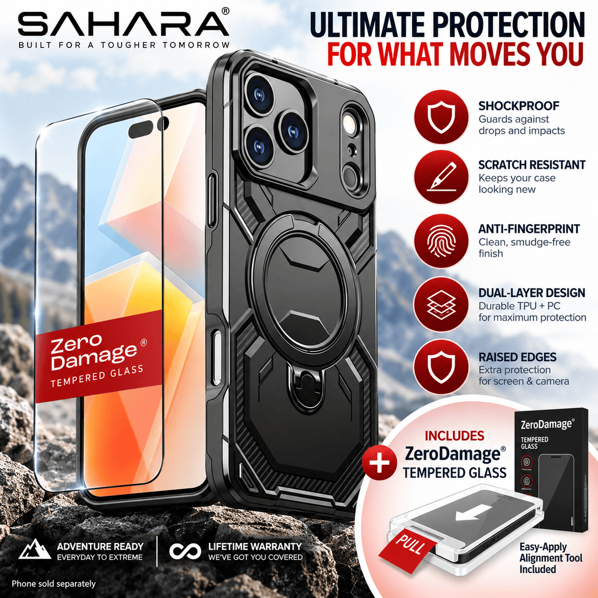 iPhone 18 Pro Magsafe Case - 2-in-1 Tactical Military Design with Kickstand + Tempered Glass | Raider Series