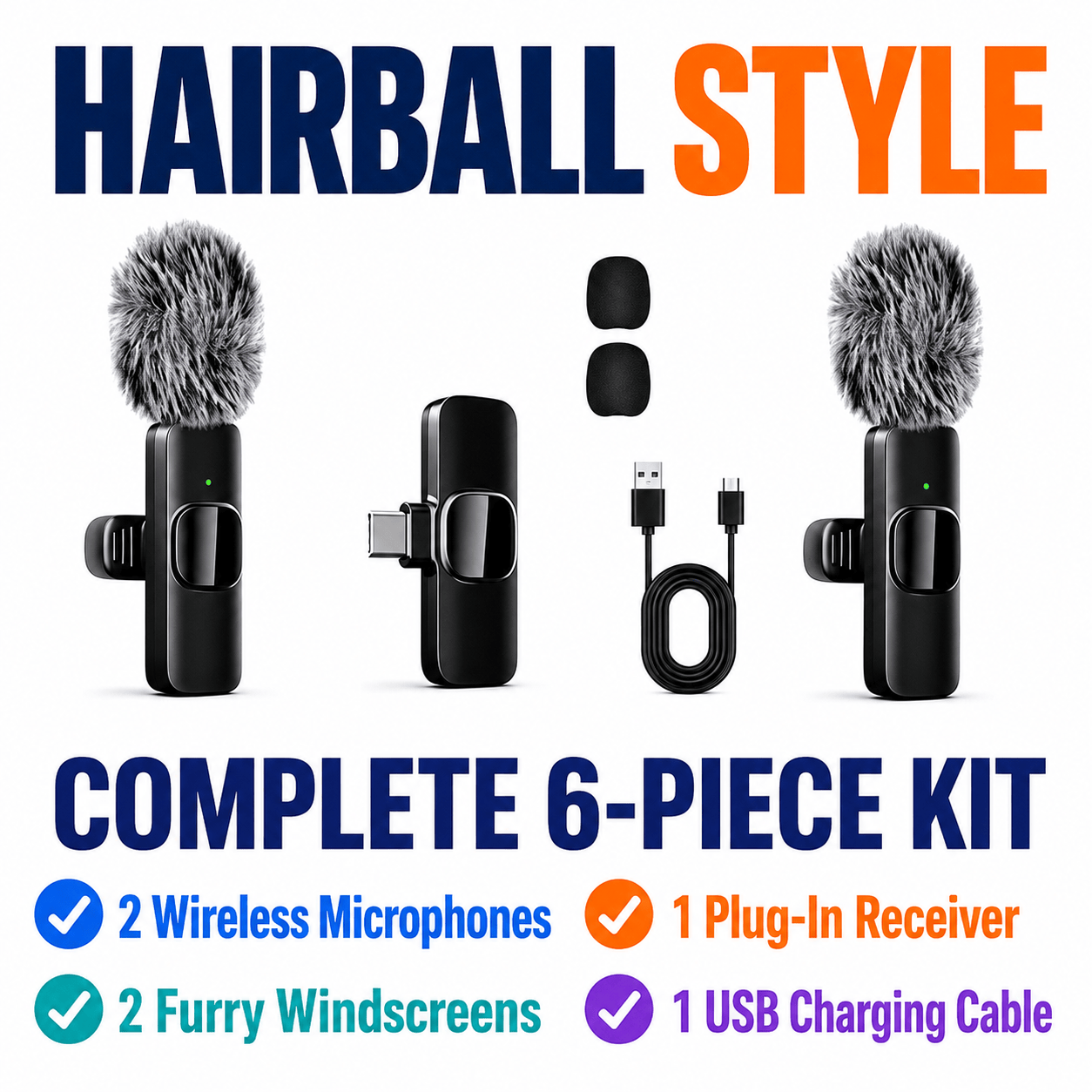 Portable Wireless Lavalier Microphone Set - Dual Clip-On Mics
