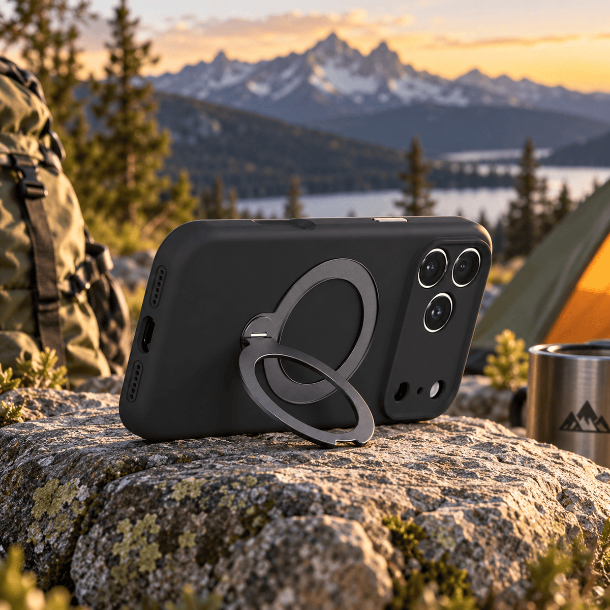 iPhone 18 Pro Max Case - Venture Series Liquid Silicone MagSafe with 360° Ring Stand