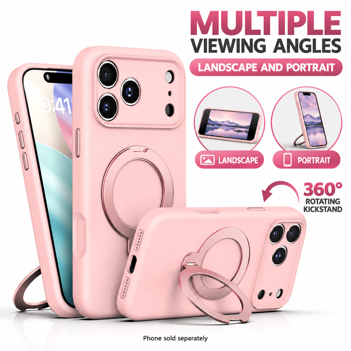 iPhone 18 Pro Max Case - Venture Series Liquid Silicone MagSafe with 360° Ring Stand