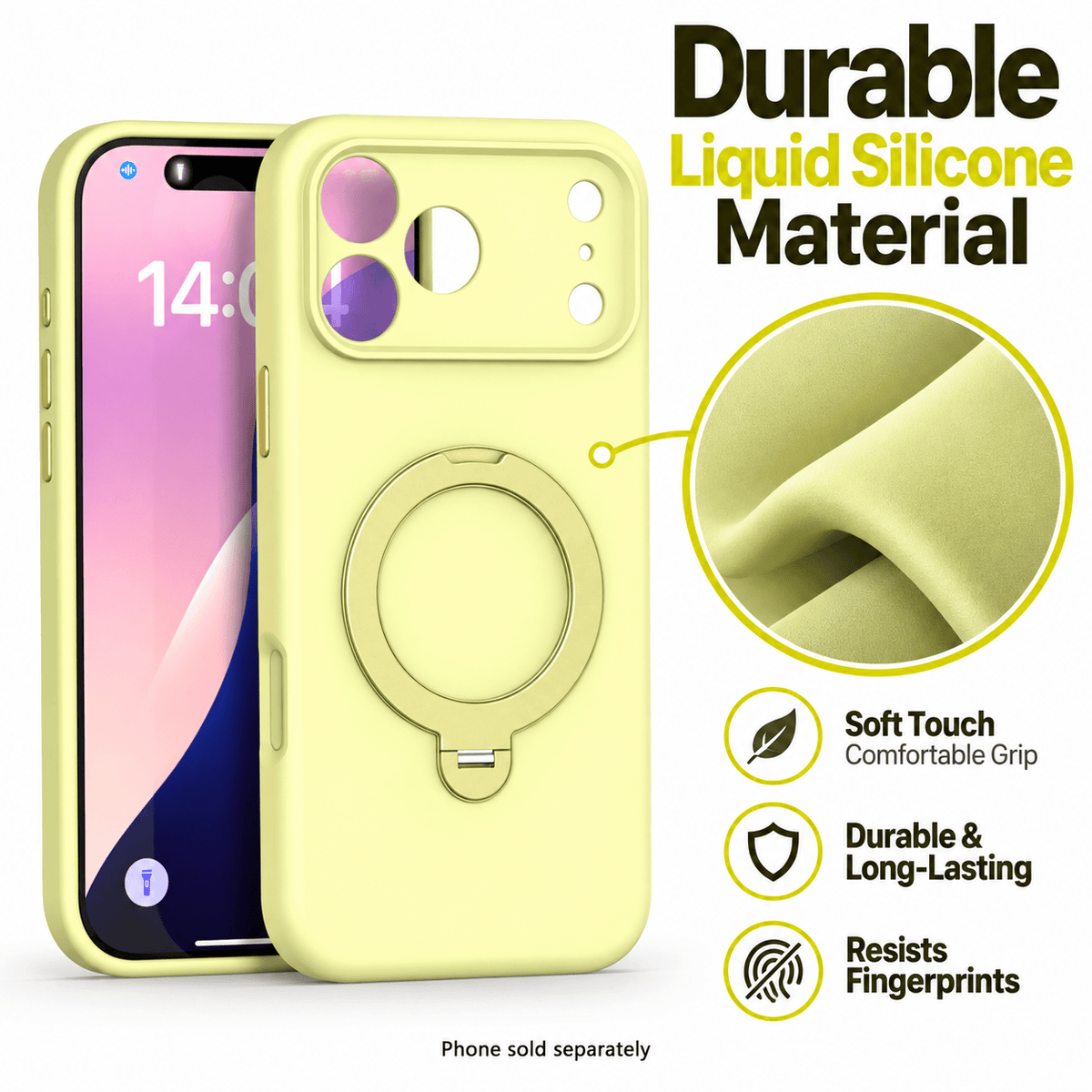 iPhone 18 Pro Max Case - Venture Series Liquid Silicone MagSafe with 360° Ring Stand
