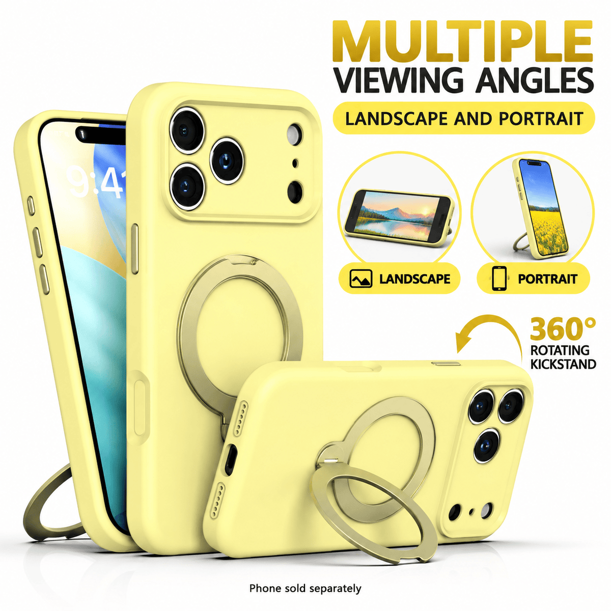 iPhone 18 Pro Max Case - Venture Series Liquid Silicone MagSafe with 360° Ring Stand