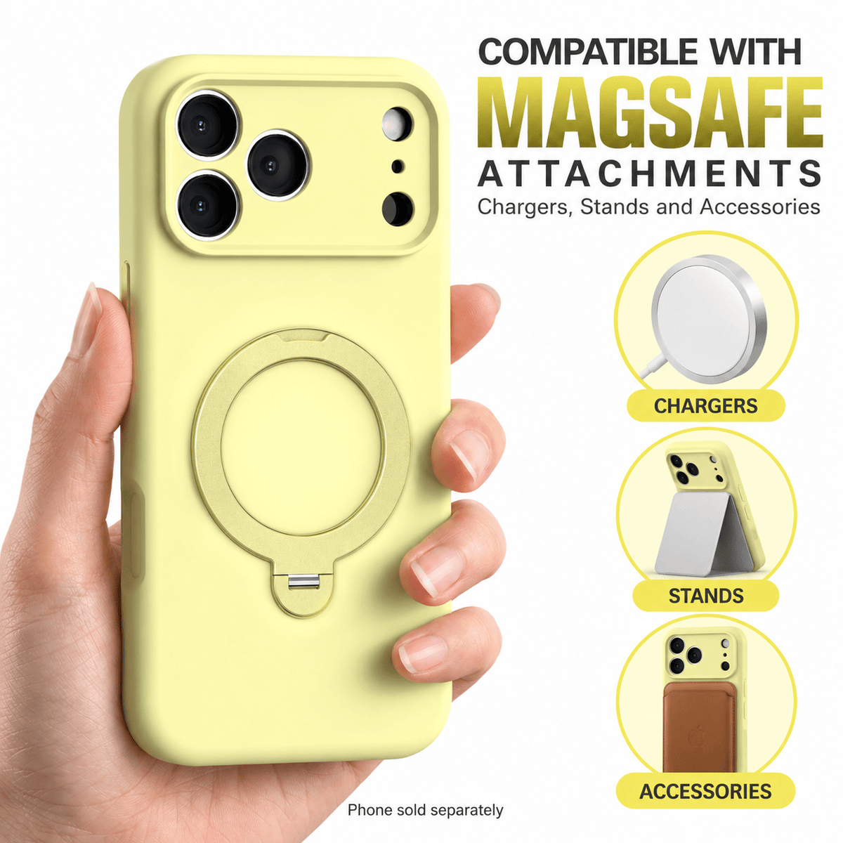 iPhone 18 Pro Max Case - Venture Series Liquid Silicone MagSafe with 360° Ring Stand