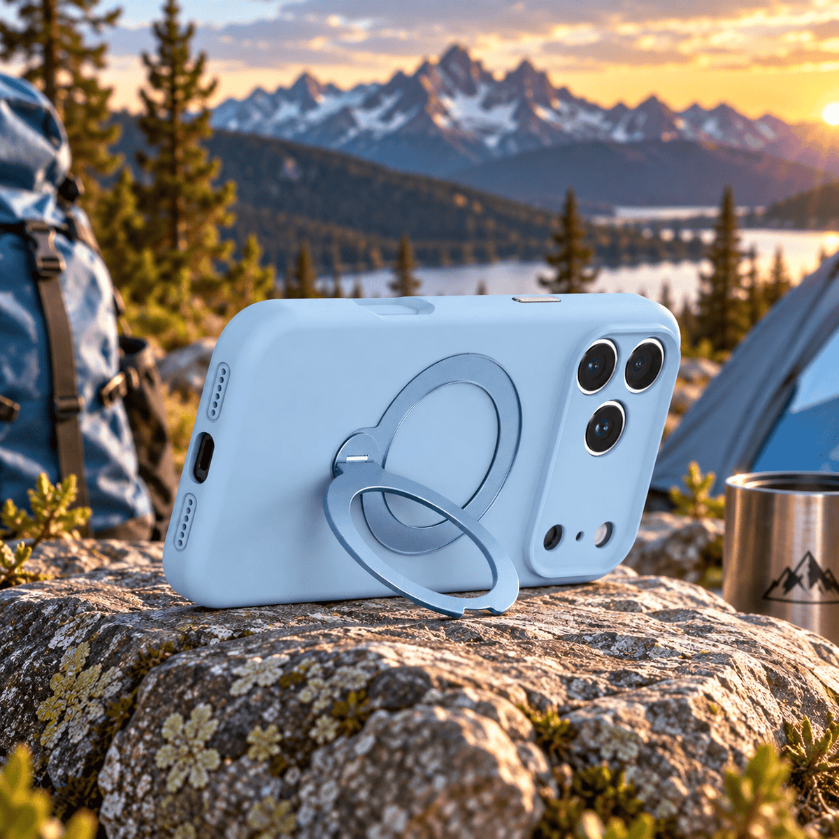 iPhone 18 Pro Max Case - Venture Series Liquid Silicone MagSafe with 360° Ring Stand
