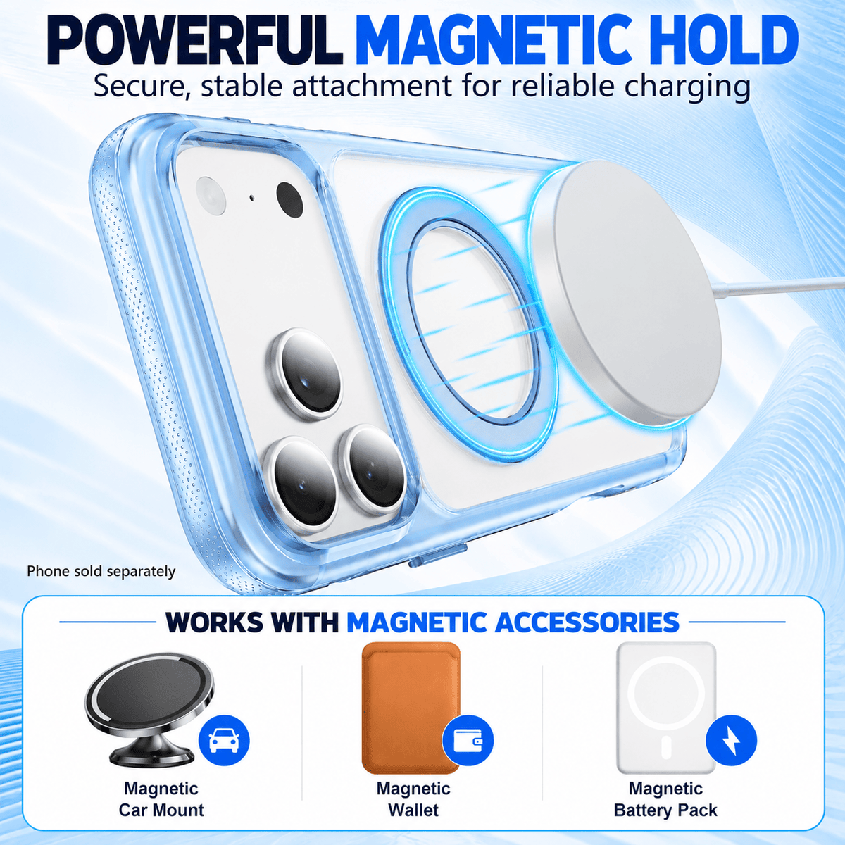 iPhone 18 Pro Clear Case - MagSafe, Shockproof, with 360° Ring Stand