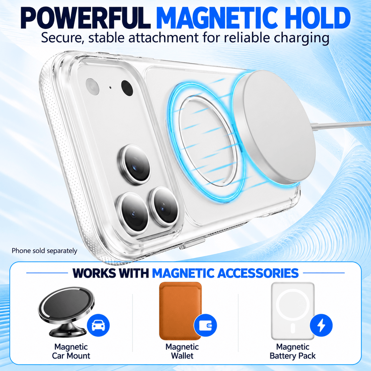 iPhone 18 Pro Clear Case - MagSafe, Shockproof, with 360° Ring Stand
