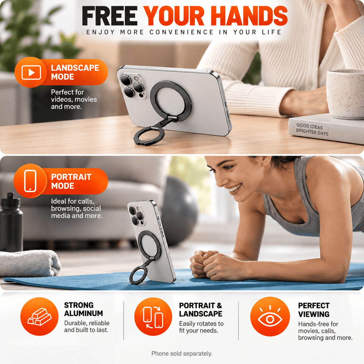 MagSafe Magnetic Phone Ring Holder - Dual-Sided Grip & Kickstand