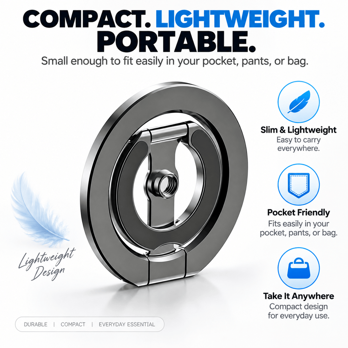 MagSafe Magnetic Phone Ring Holder - Dual-Sided Grip & Kickstand