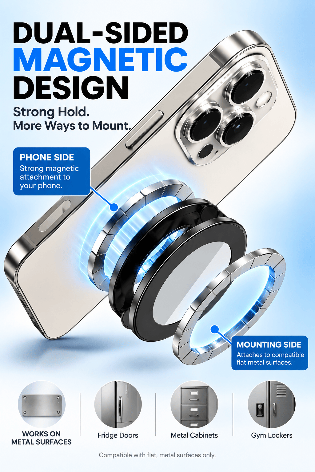 MagSafe iPhone Stand - Double-Sided Magnetic Phone Holder with Mirror