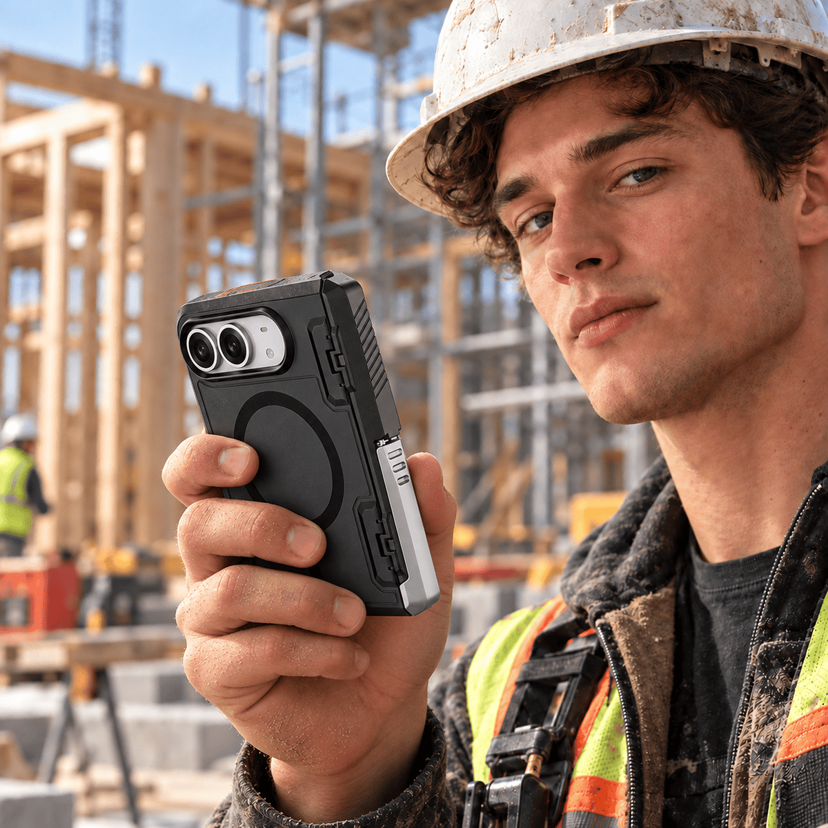 iPhone Duo Case with Screen Protector - Magnetic Kickstand & Hinge Protection | Raider Series