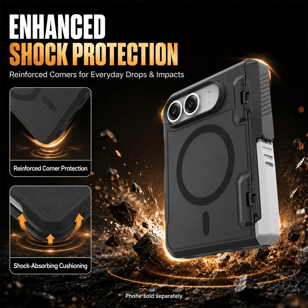 iPhone Duo Case with Screen Protector - Magnetic Kickstand & Hinge Protection | Raider Series