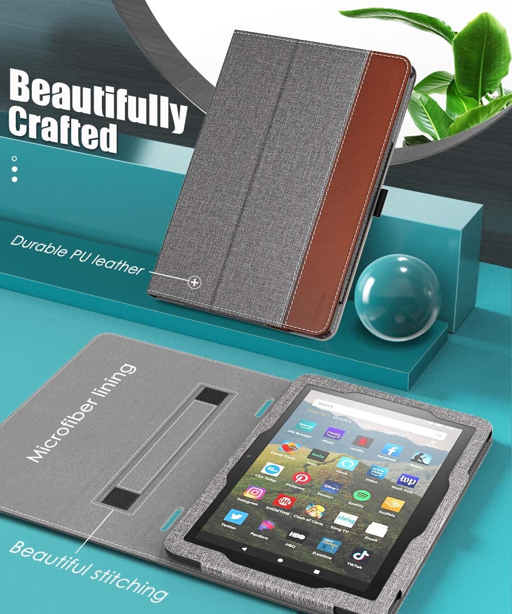 Folio Case for Amazon Kindle Fire HD 8 and Fire HD 8 Plus (2020 and 12th Gen 2022) - Gray