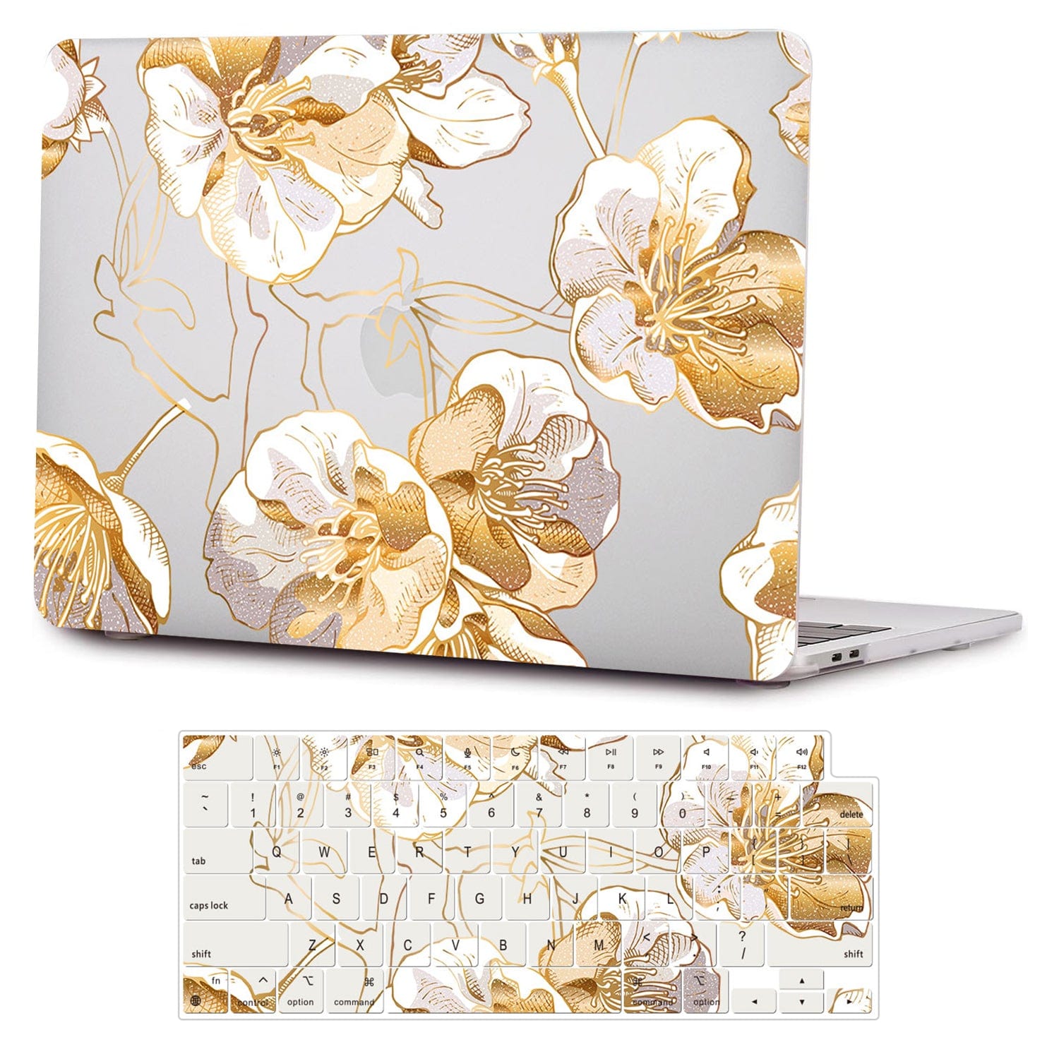 Clear Hybrid-Flex Gold Botanical Bloom Case For Macbook Pro