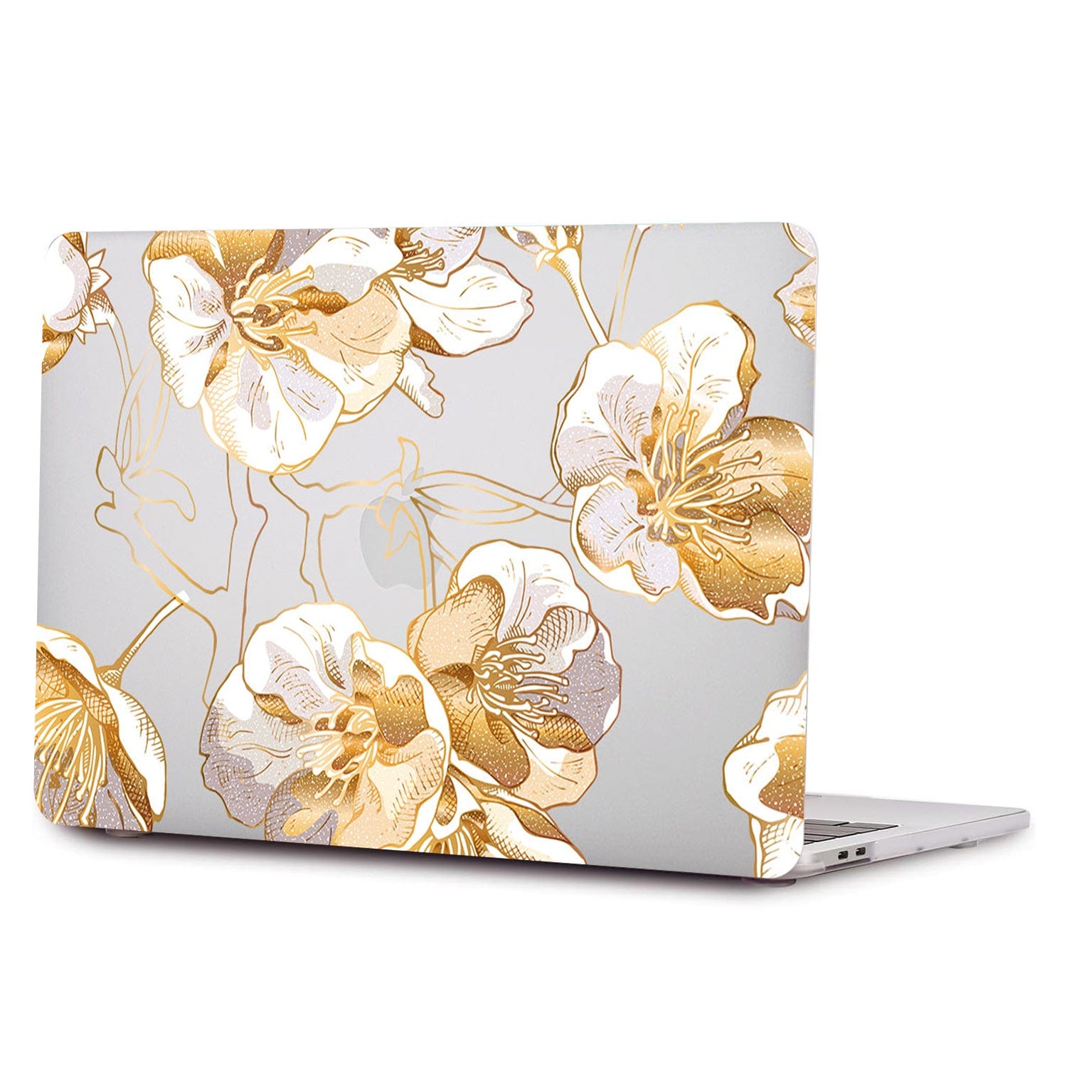 MacBook Pro Clear Case - Hybrid-Flex Gold Botanical Bloom