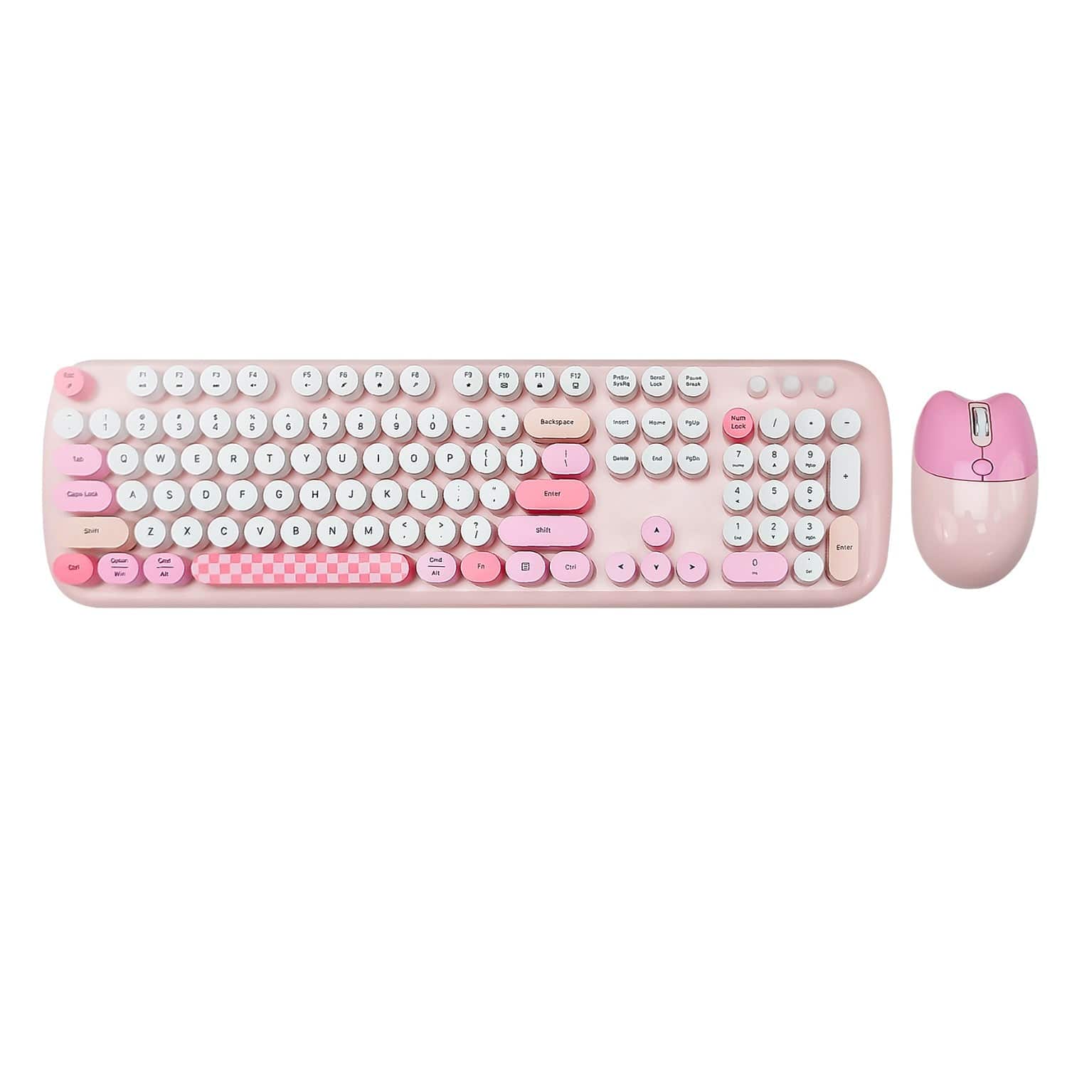 Wireless Keyboard & Mouse Combo - Silent Click, Colorful 104 Keys