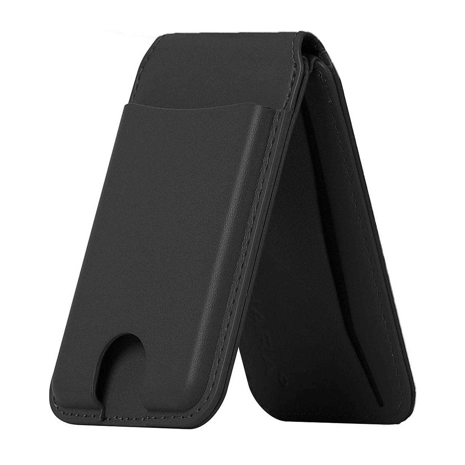 Black leather SaharaCase wallet attachment with MagSafe support.