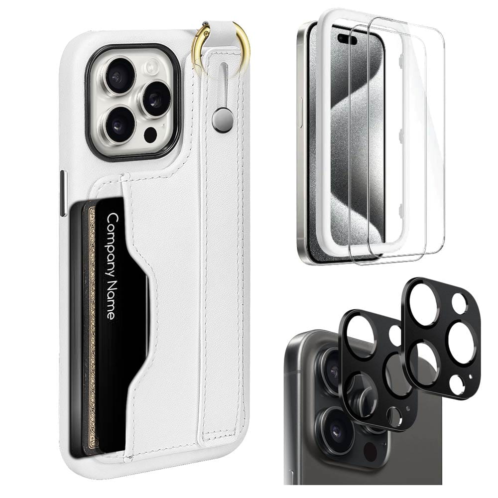 Indy Series Wallet FingerGrip Leather Case with Screen and Camera Protector - iPhone 15 Pro Max