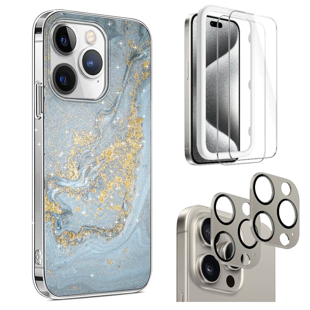 Inspire Series Blue Marble Case with Screen and Camera Protector - iPhone 15 Pro Max
