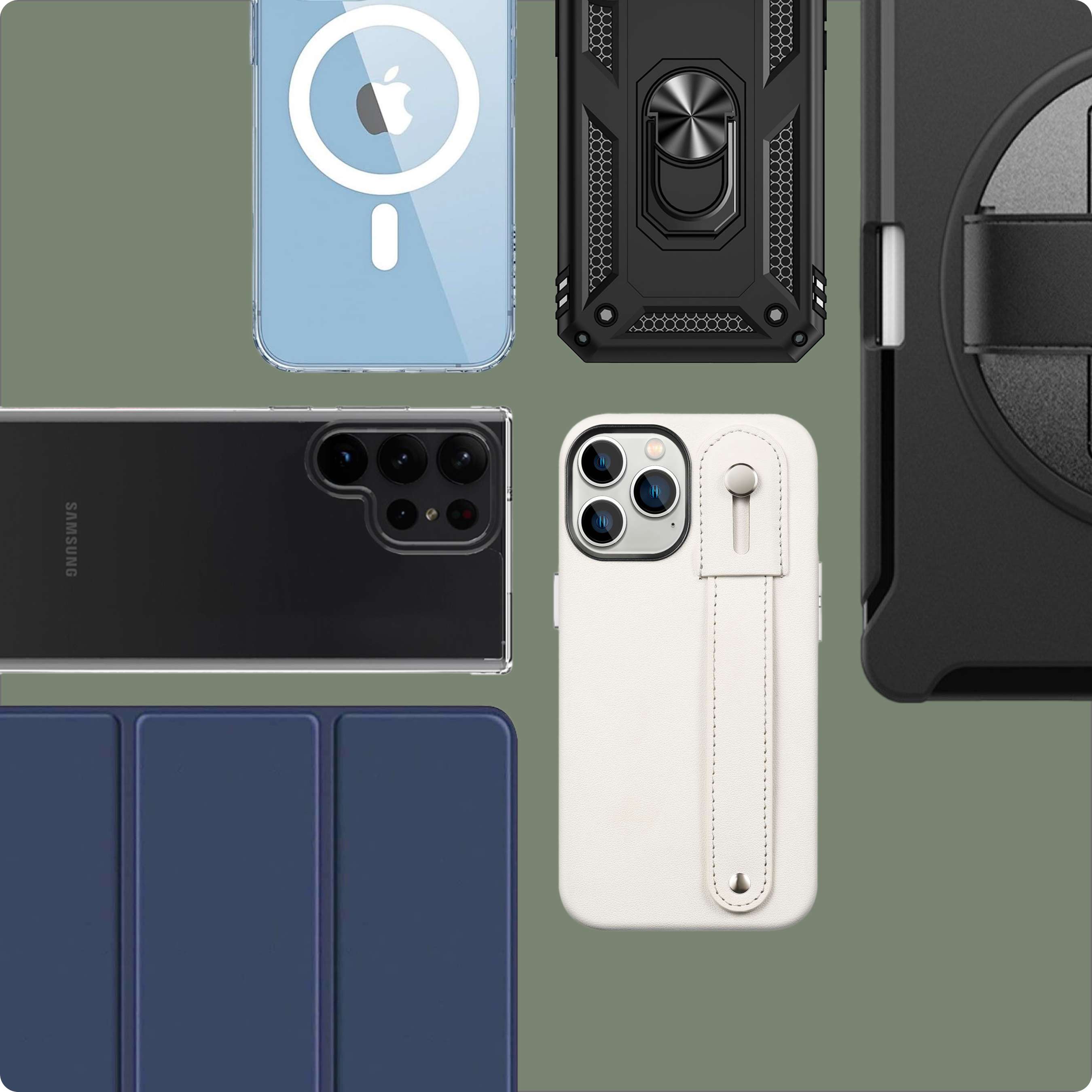 Expansive selection of SaharaCase phone cases with multiple colors and textures.