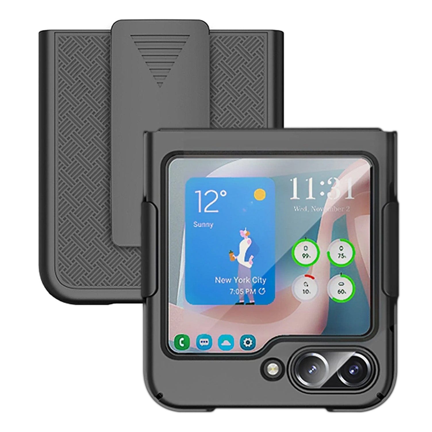 Black SaharaCase flip belt accessory for fitness and outdoor activities.