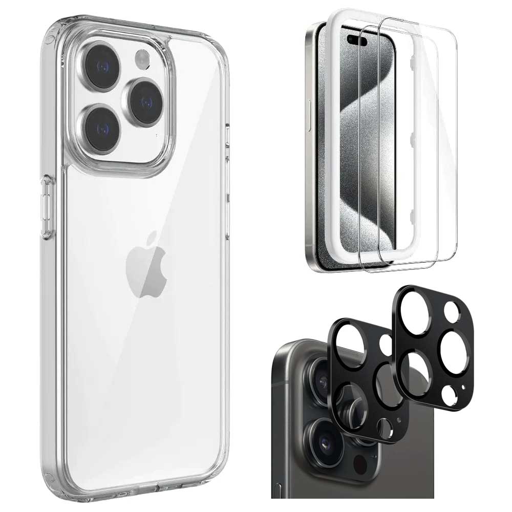 Venture Series Clear Slim Case with Screen and Camera Protector - iPhone 15 Pro Max