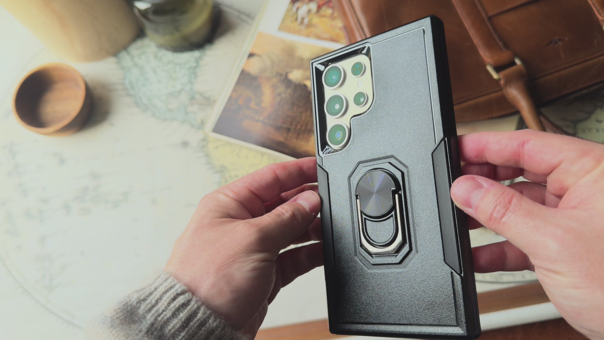 Black textured grip with slim durable protection.