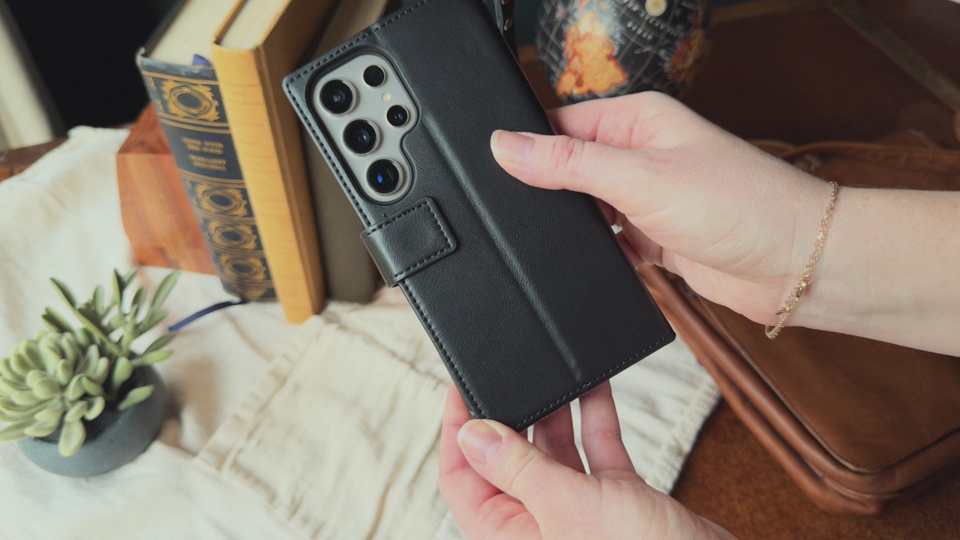 Matte black design with shockproof durability.