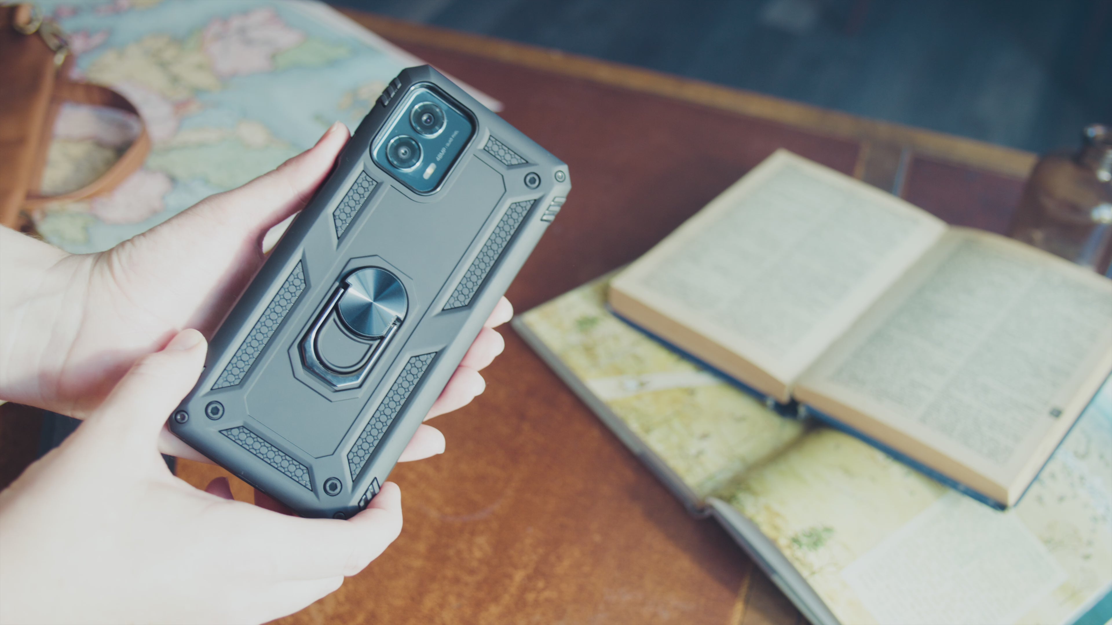 SaharaCase wallet-style folio phone case with magnetic clasp and card slots.
