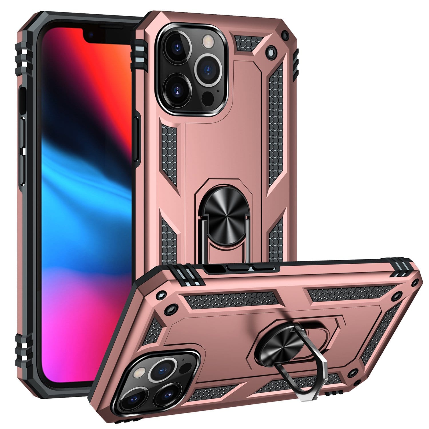 Rose Gold Apple iPhone 13 Pro Max Case - Kickstand Series with Belt Clip