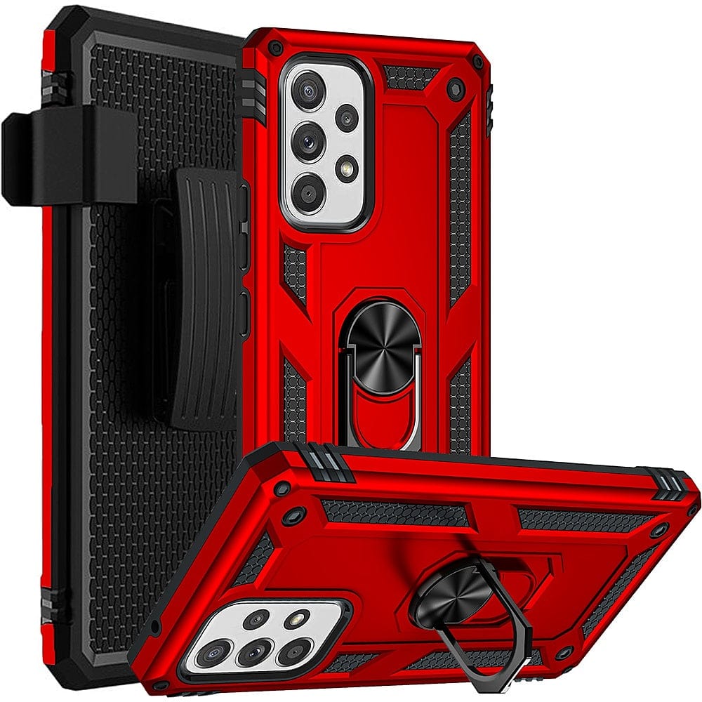 Red Military Kickstand Case with Belt Clip - Samsung Galaxy A53 5G