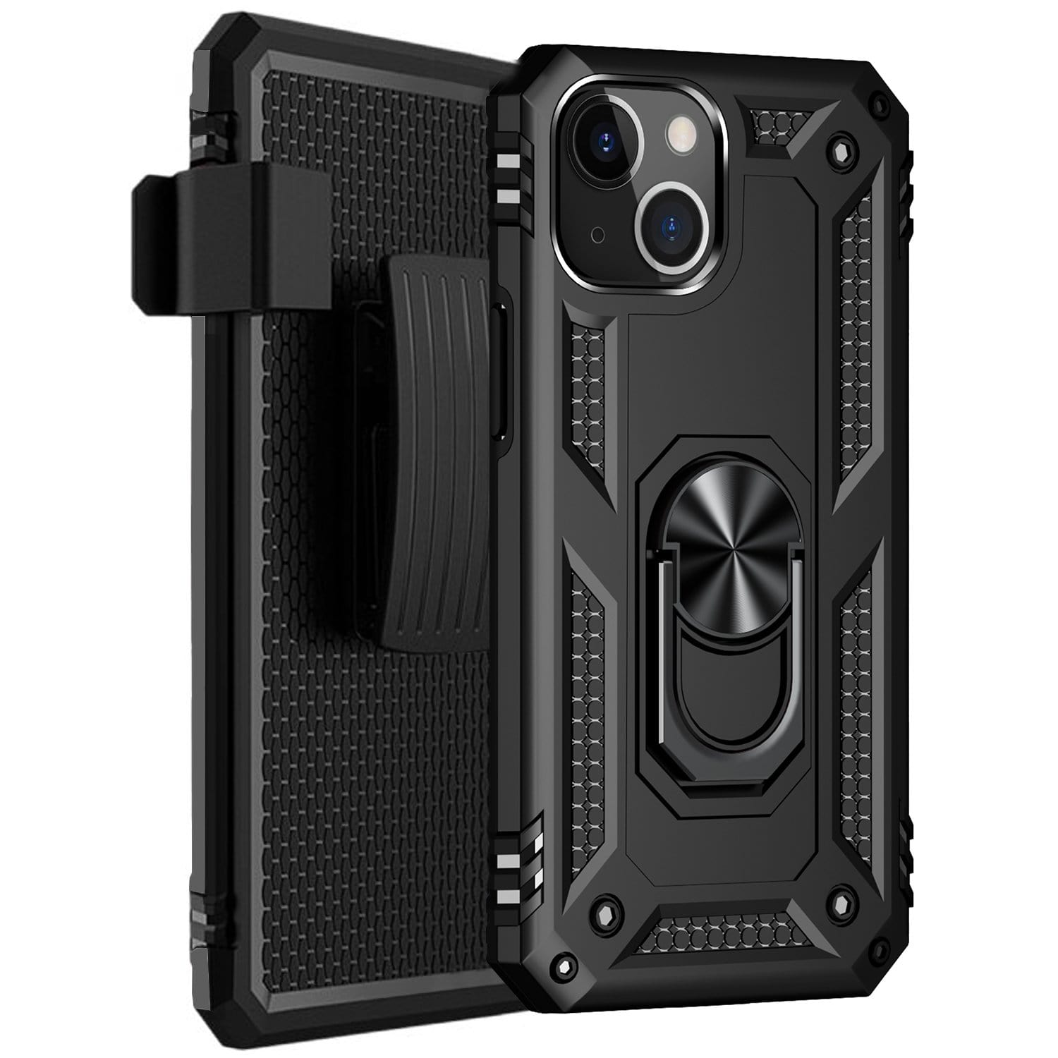 Black Apple iPhone 13 Mini Case - Kickstand Series with Belt Clip