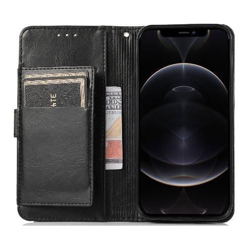 Black Apple iPhone 12 Mini (2020) Wallet Case - Leather Wallet Series Case