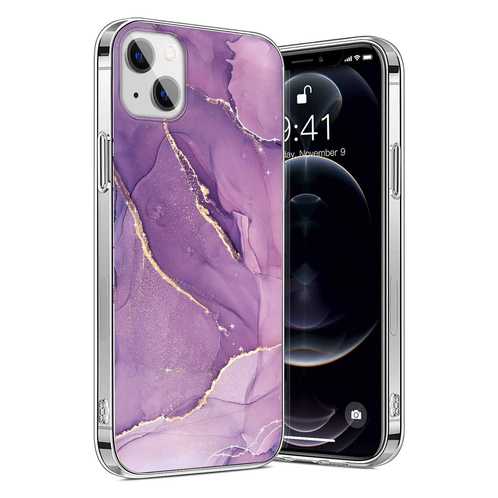 iPhone 13/14 Purple Marble Case - Stylish Protection | Inspire Series