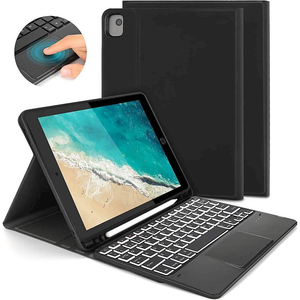 iPad Keyboard 9th Generation, Keyboard for iPad 8th Generation/7th Gen 10.2  Inch, Smart Trackpad, Detachable Wireless with Pencil Holder, Flip Stand