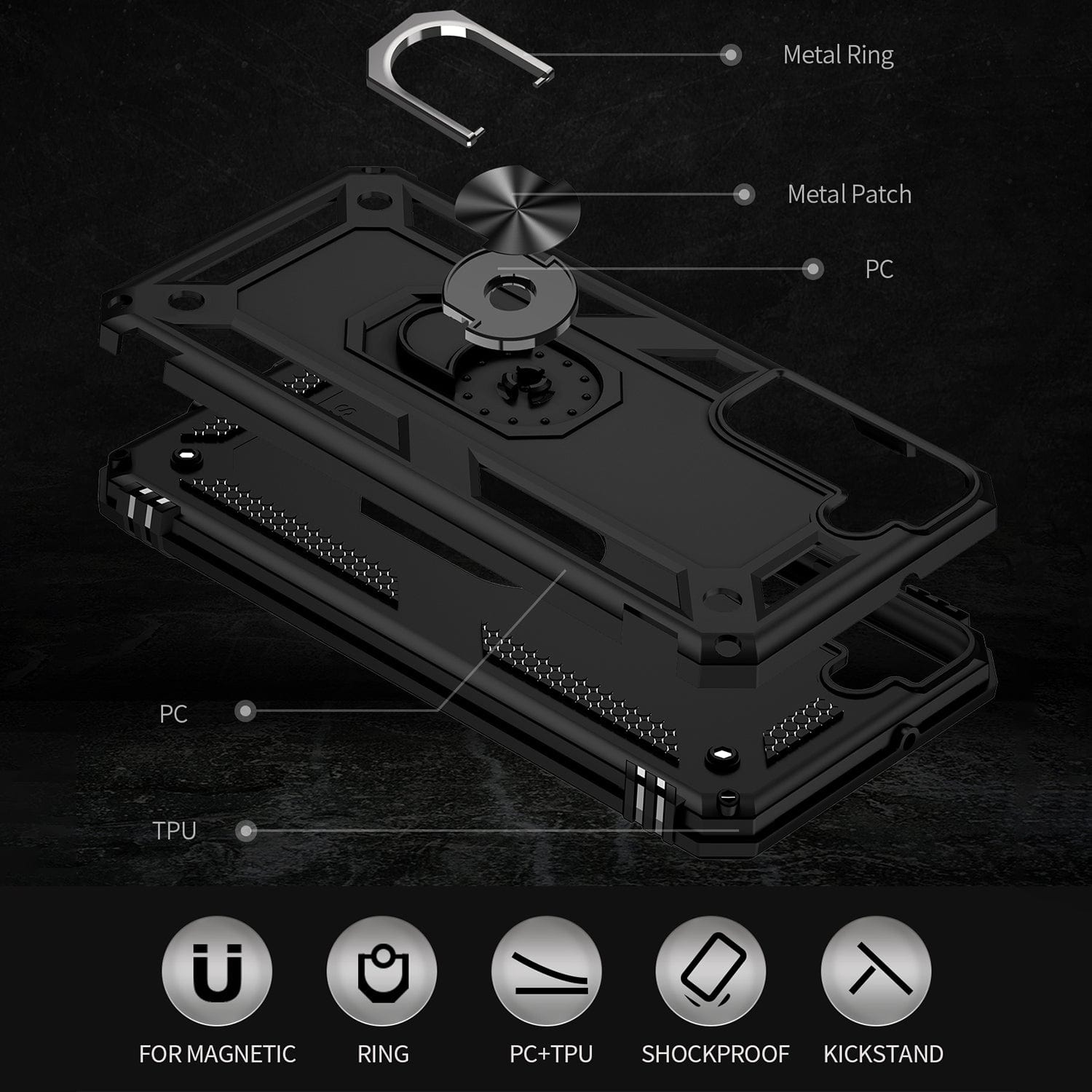 Black Military Kickstand Series Case with Belt Clip - Samsung Galaxy S22