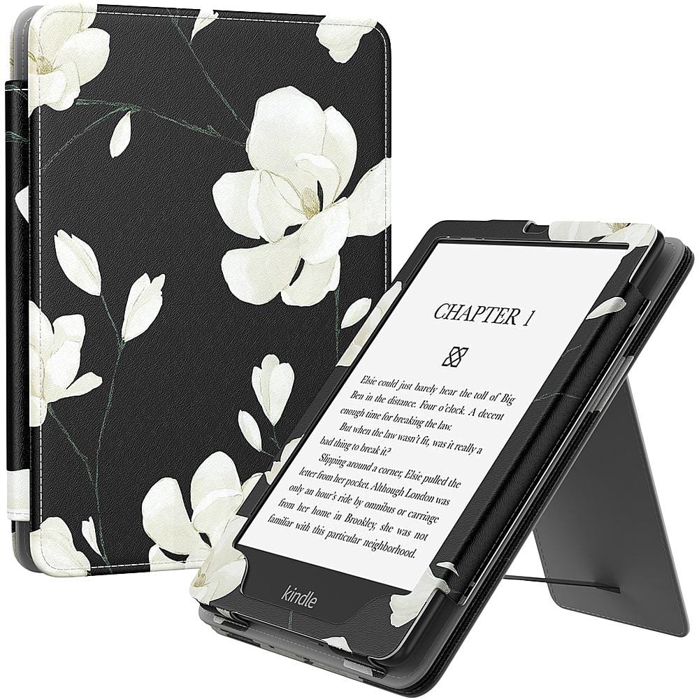 Hand Strap Series Folio Case for Amazon Kindle Paperwhite (11th Generation - 2021 and 2022 Release) - Black Floral