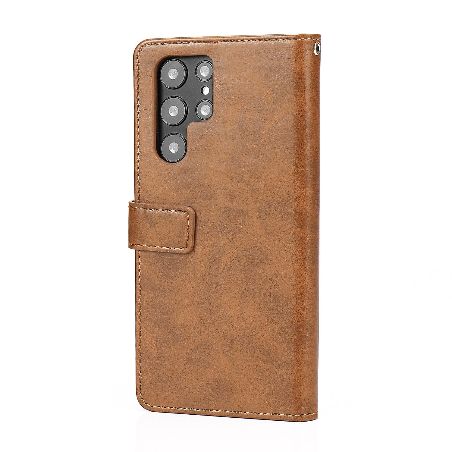 Folio Leather Wallet Case for Galaxy S22 Ultra - Brown