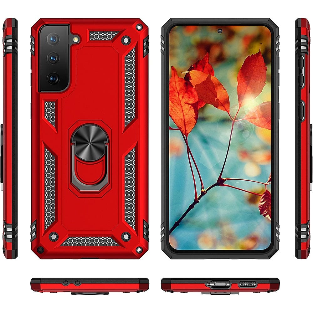 SaharaCase - Military Kickstand Series Case for Samsung Galaxy S21 FE 5G - Red