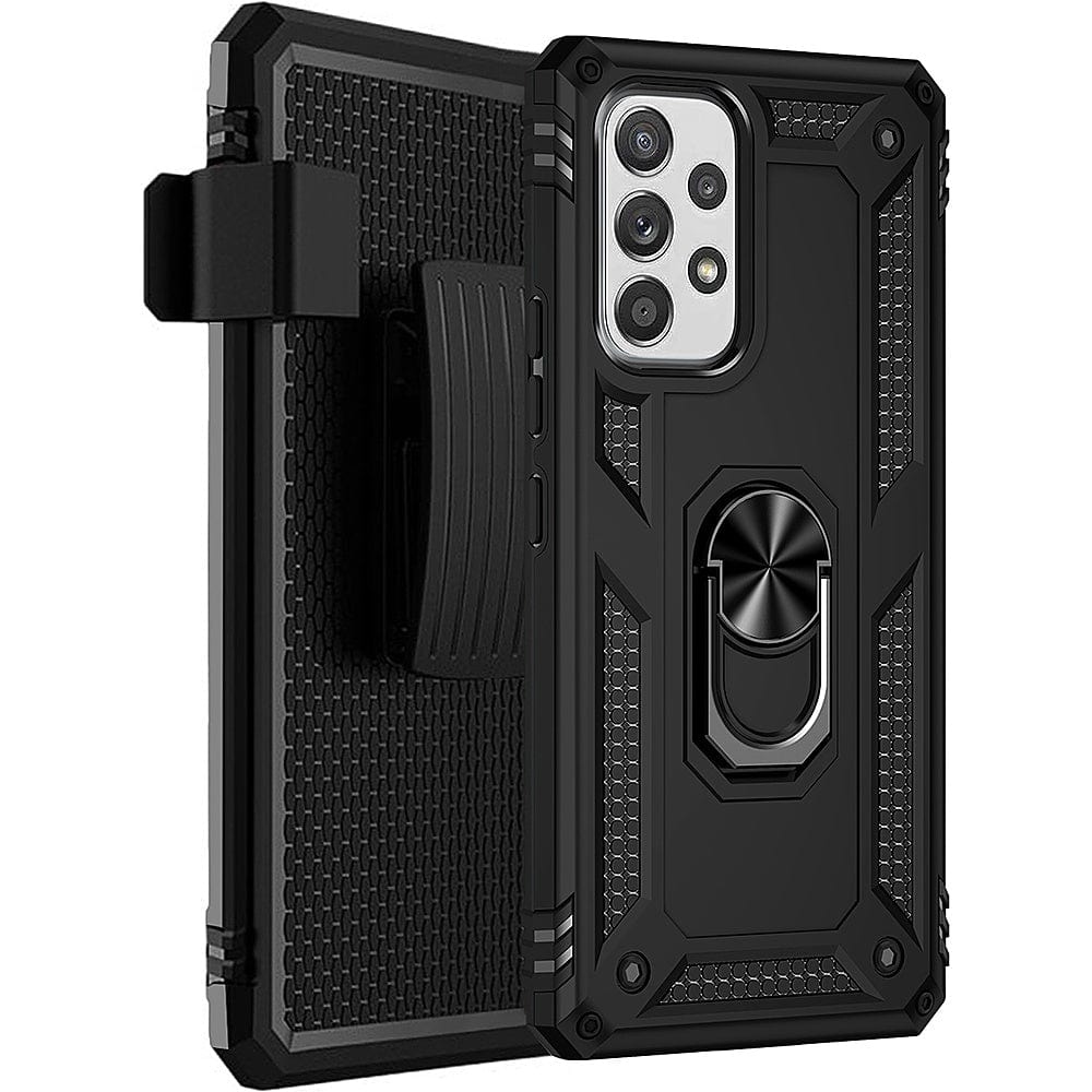 Military Kickstand Case with Belt Clip for Samsung Galaxy A53 5G - Black