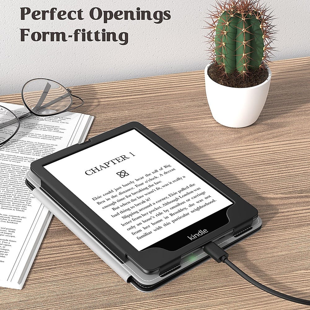 Indy Series Black Vegan Leather Folio Case - Amazon Kindle Paperwhite