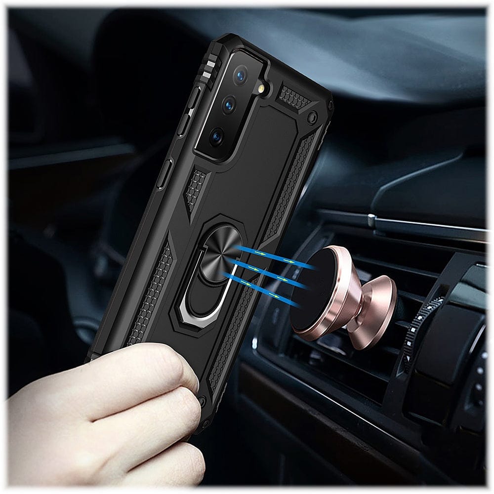 Black Military Kickstand Series Case - Samsung Galaxy S21 FE 5G