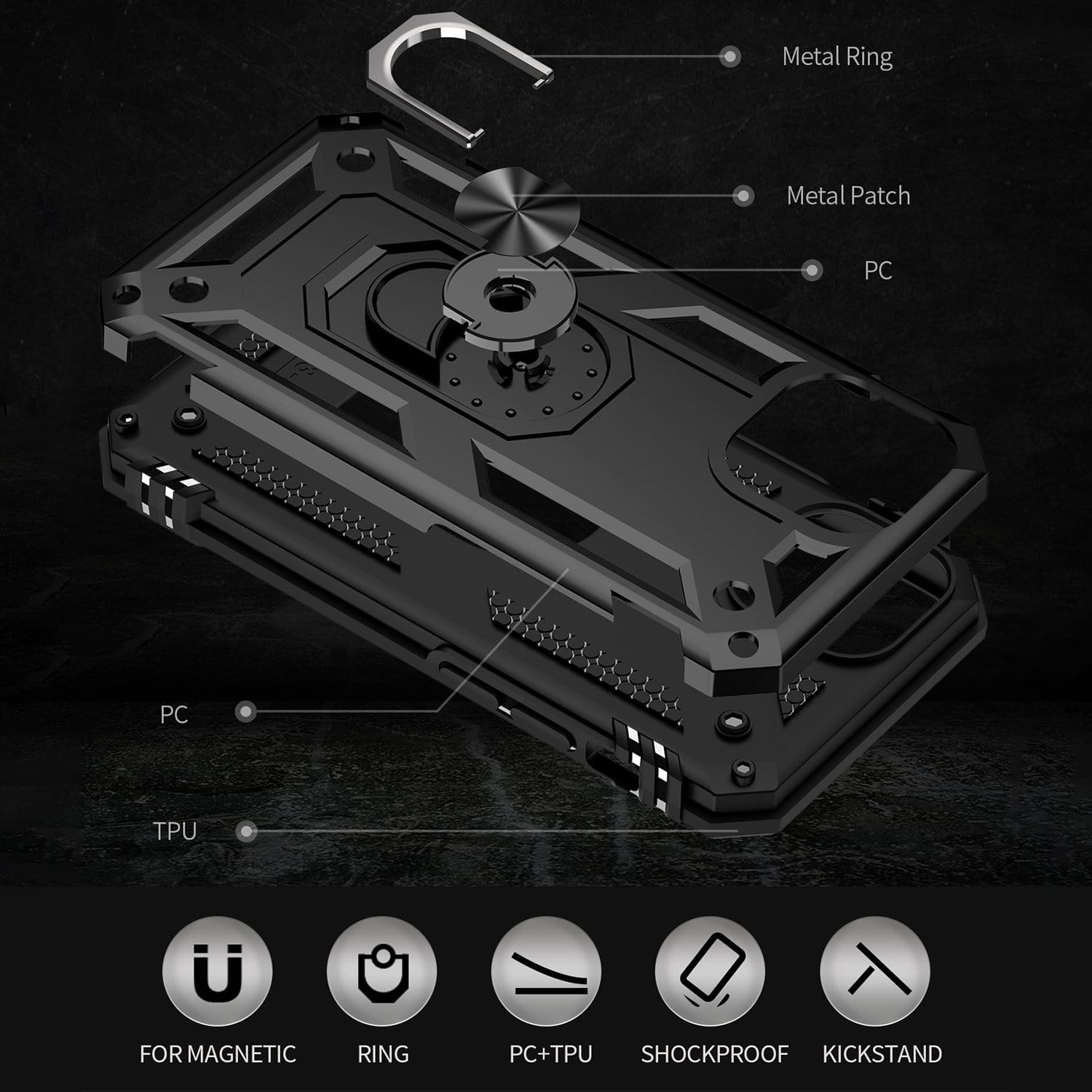 Black Apple iPhone 13 Mini Case - Kickstand Series with Belt Clip