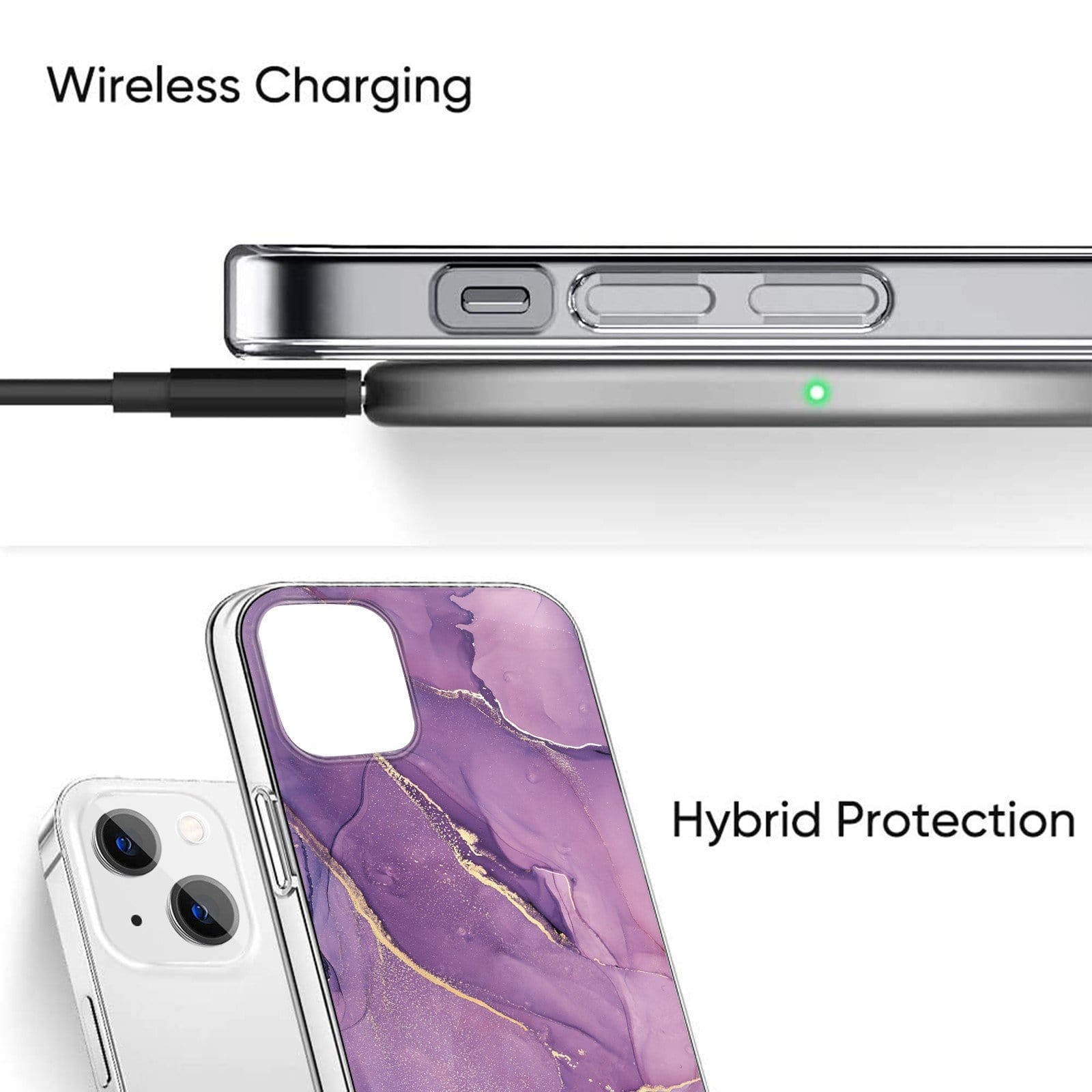 iPhone 13/14 Purple Marble Case - Stylish Protection | Inspire Series