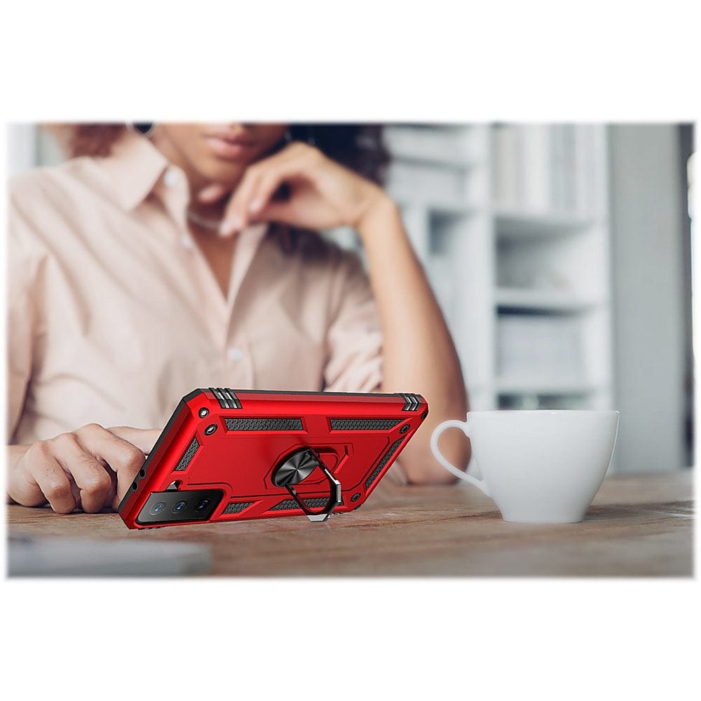 Red Military Kickstand Series Case - Samsung Galaxy S21 FE 5G