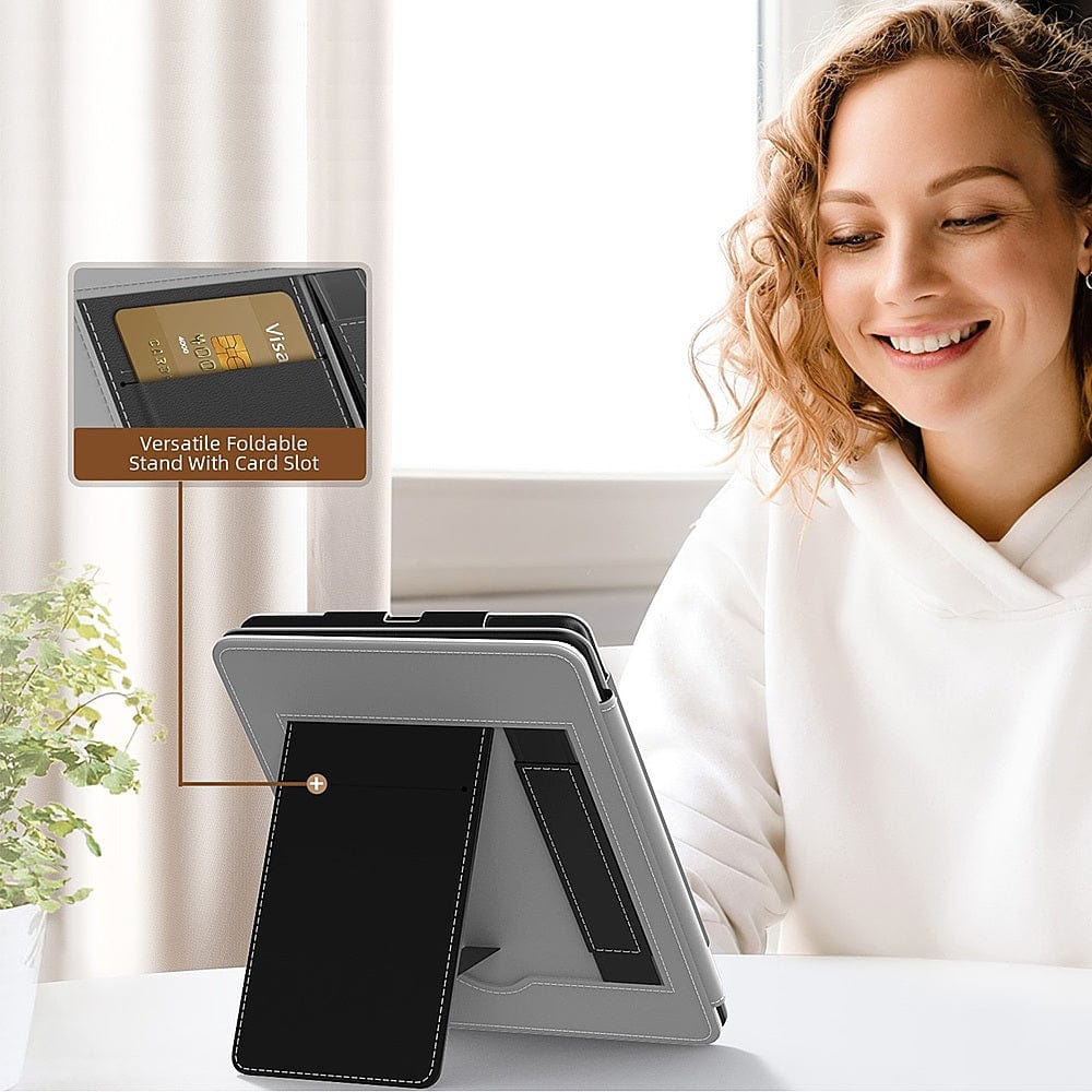 Indy Series Black Vegan Leather Folio Case - Amazon Kindle Paperwhite